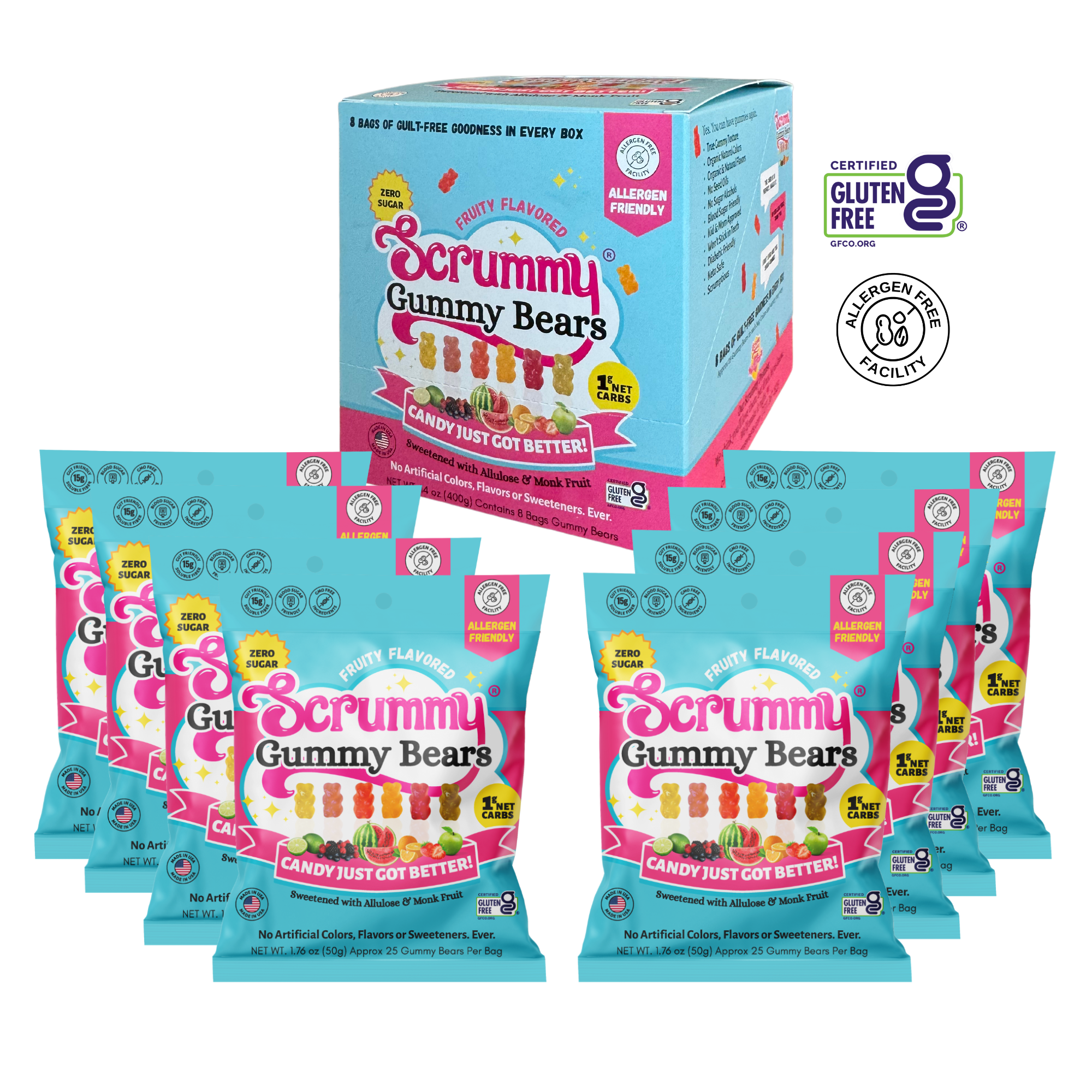 SWITCH/Scrummy Gummy Bears 8-ct Box 1.8oz Bags (Packaging may vary)