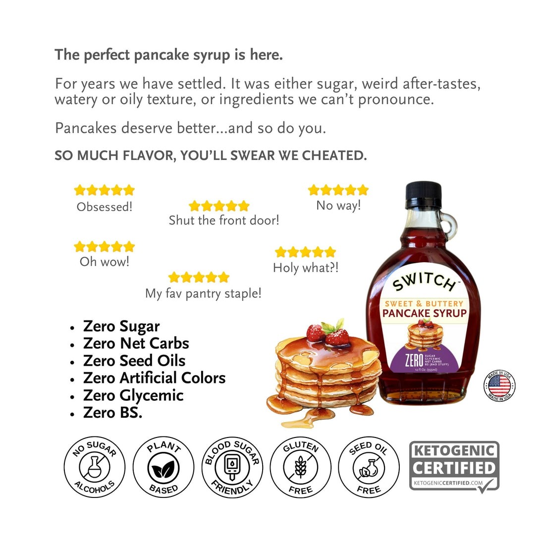 Sugar Free Pancake Syrup (Allulose Sweetened) | SWITCH®